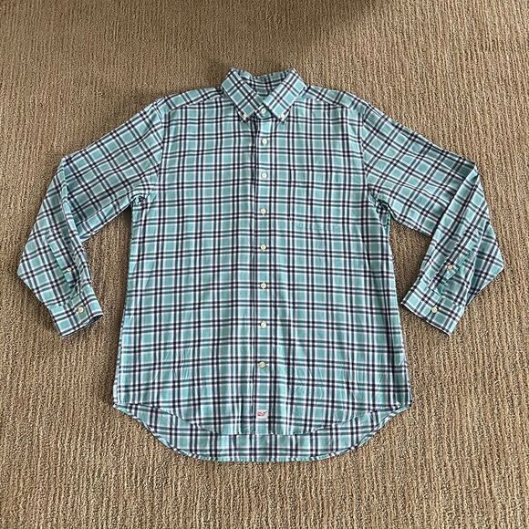 Vineyard Vines Blue Plaid Button Down Murray Shirt - Picture 1 of 8